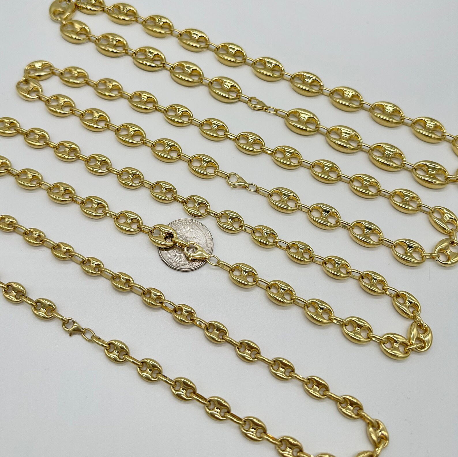 10K Gold Mariner Chain Puffed Anchor Necklace A Timeless Treasure for Men and Women