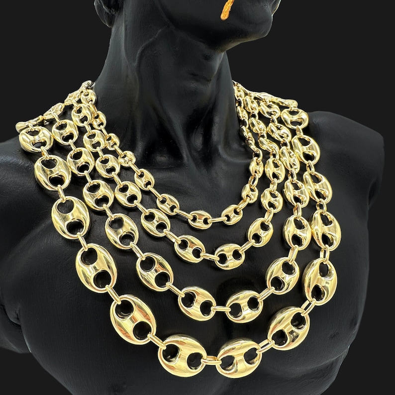10K Gold Mariner Chain Puffed Anchor Necklace A Timeless Treasure for Men and Women