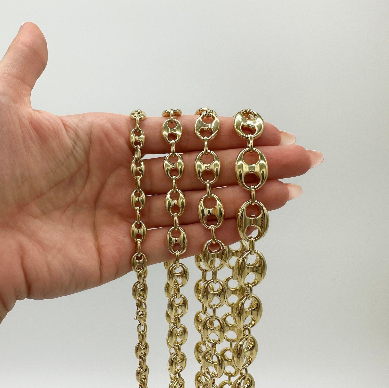 10K Gold Mariner Chain Puffed Anchor Necklace A Timeless Treasure for Men and Women