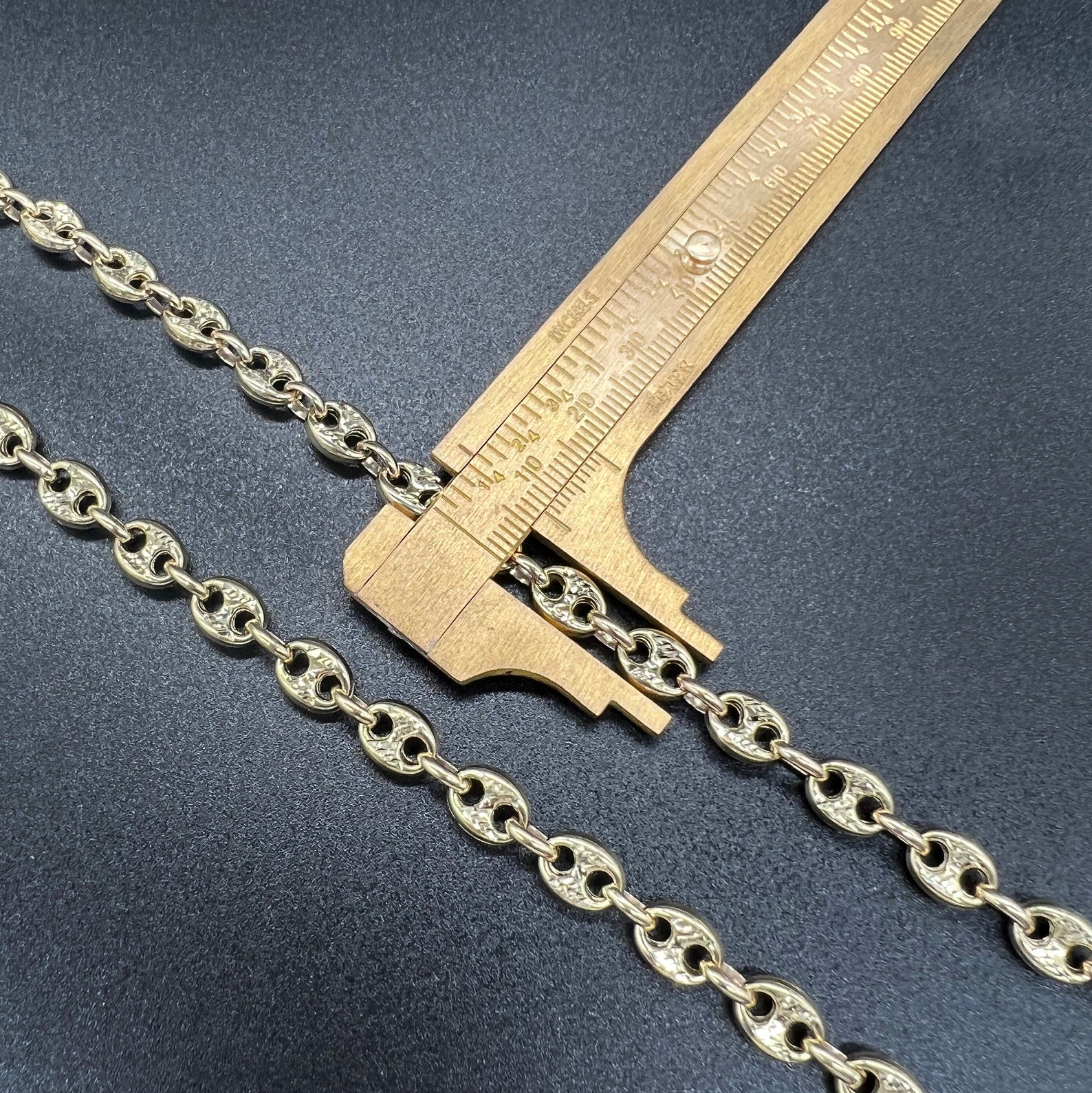 10K Real Yellow Gold Puffed Mariner Chain Anchor Link Necklace A Statement of Bold Elegance