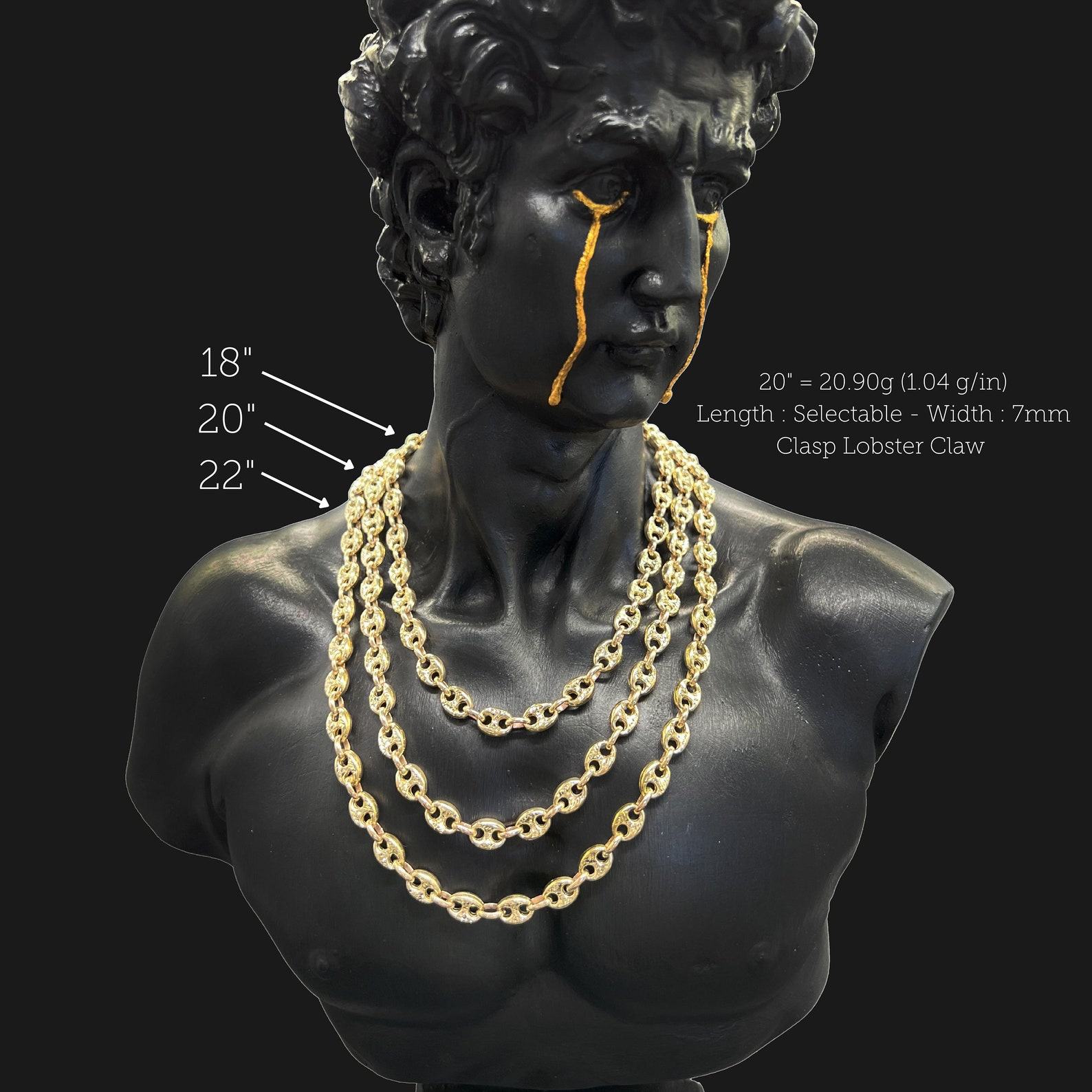 10K Real Yellow Gold Puffed Mariner Chain Anchor Link Necklace A Statement of Bold Elegance