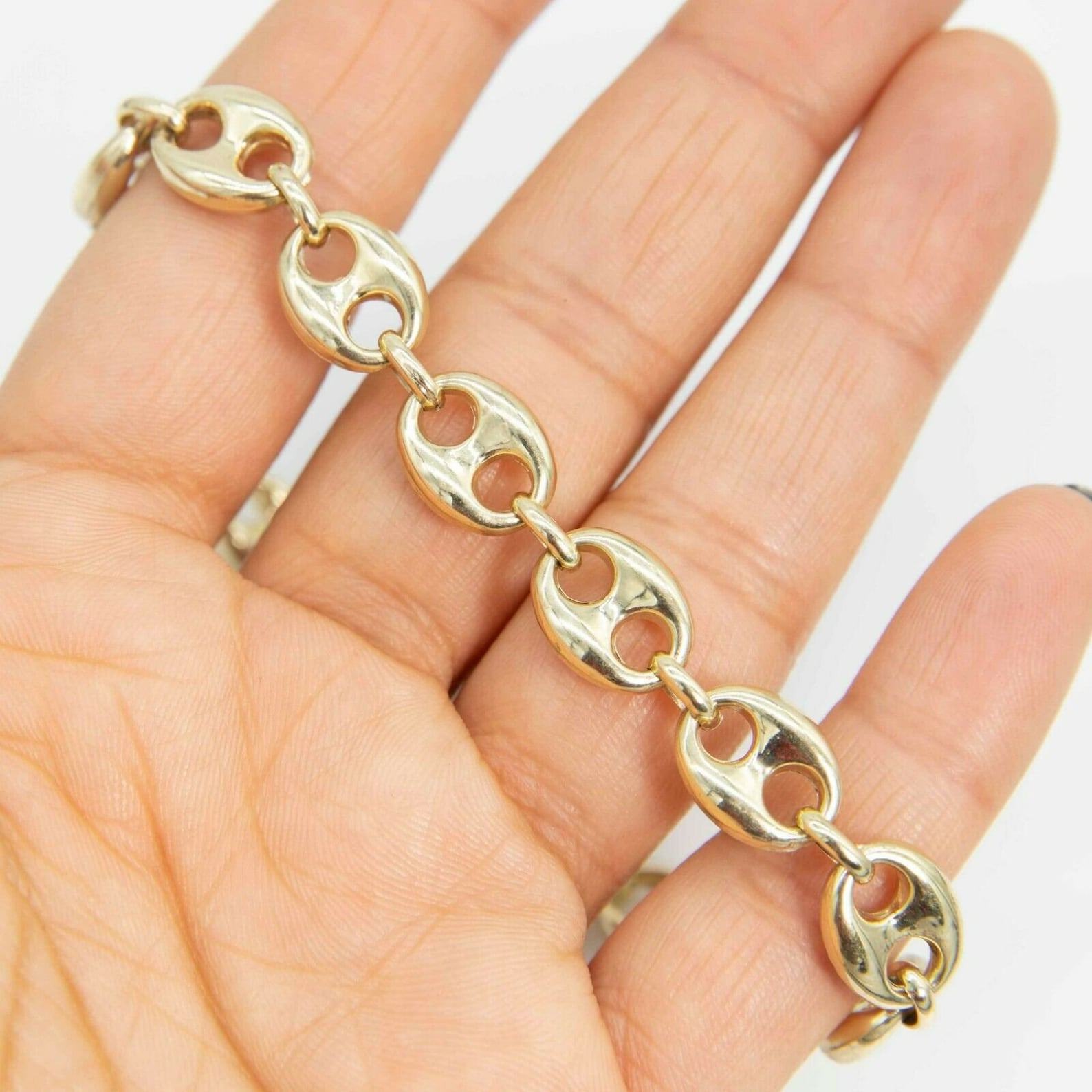 10mm Puffed Mariner Anchor Link Chain Bracelet 9″ of Pure 10K Yellow Gold Elegance