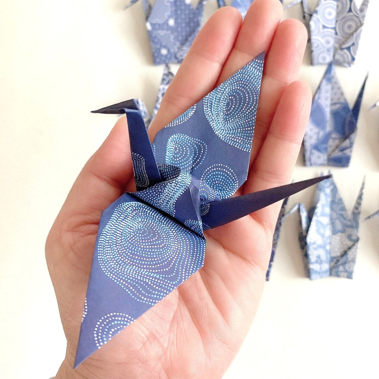 12 Majestic Blue Origami Cranes Elevate Your Decor with Grace and Serenity