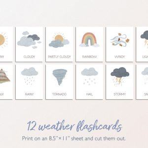 12 Weather Flashcards Engage Your Little Learners with Rainbow Educational Printables