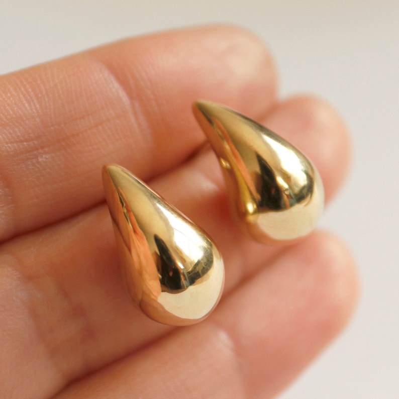 14k Gold Bottega Earrings Elevate Your Style with Solid Gold Teardrop Studs