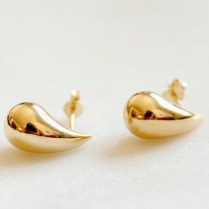 14k Gold Bottega Earrings Elevate Your Style with Solid Gold Teardrop Studs