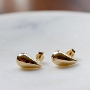 14k Gold Bottega Earrings Elevate Your Style with Solid Gold Teardrop Studs