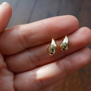 14k Gold Bottega Earrings Elevate Your Style with Solid Gold Teardrop Studs