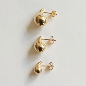 14k Gold Bottega Earrings Elevate Your Style with Solid Gold Teardrop Studs