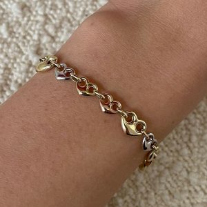 14K Italian Gold Puffed Heart Mariner Link Bracelet A Timeless Treasure of Love and Style