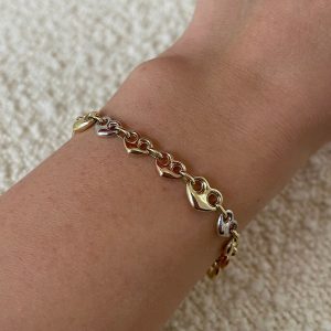 14K Italian Gold Puffed Heart Mariner Link Bracelet A Timeless Treasure of Love and Style
