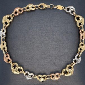 14K Italian Gold Puffed Heart Mariner Link Bracelet A Timeless Treasure of Love and Style