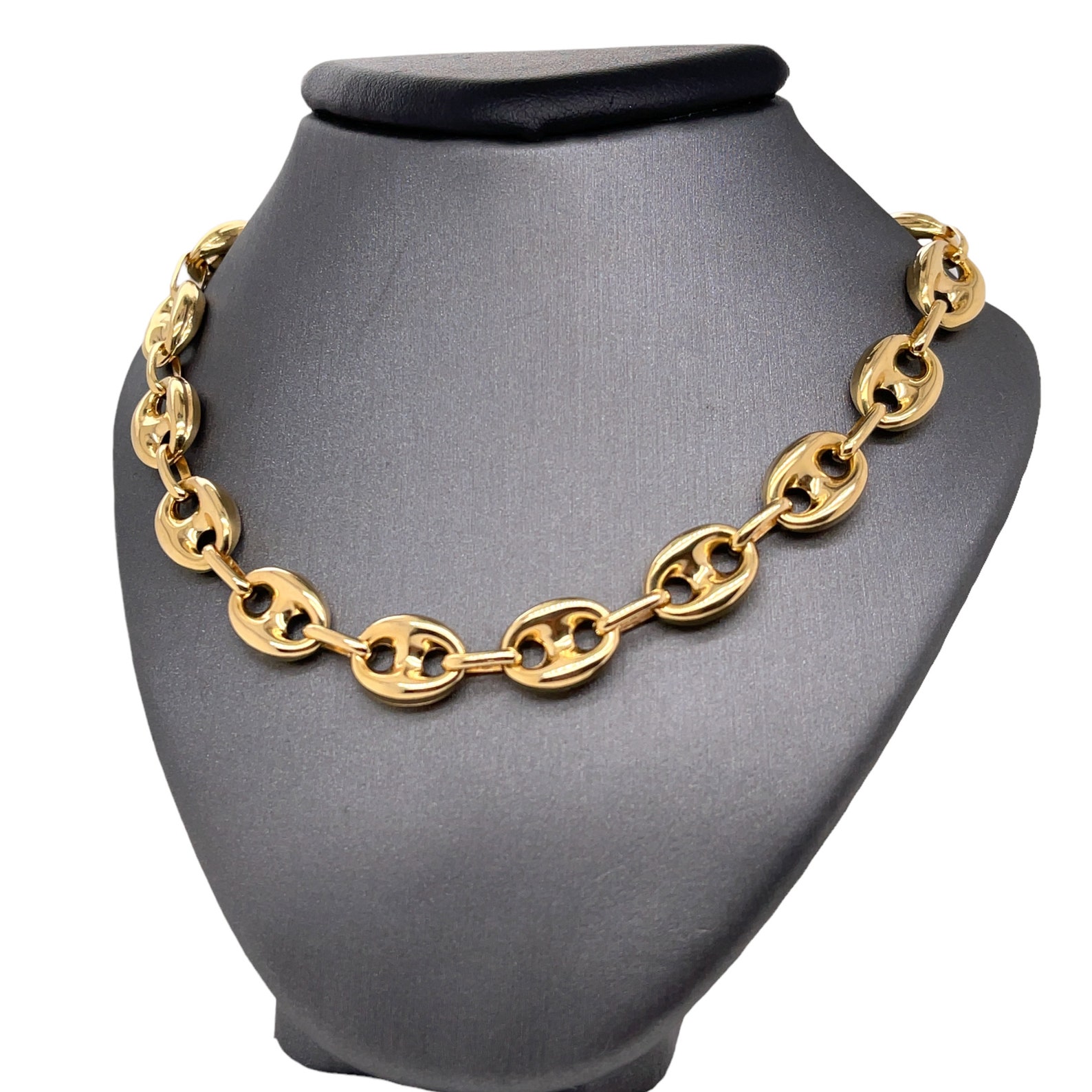 14K Italian Yellow Gold Puffed Mariner Link Chain A Timeless Treasure for Your Collection