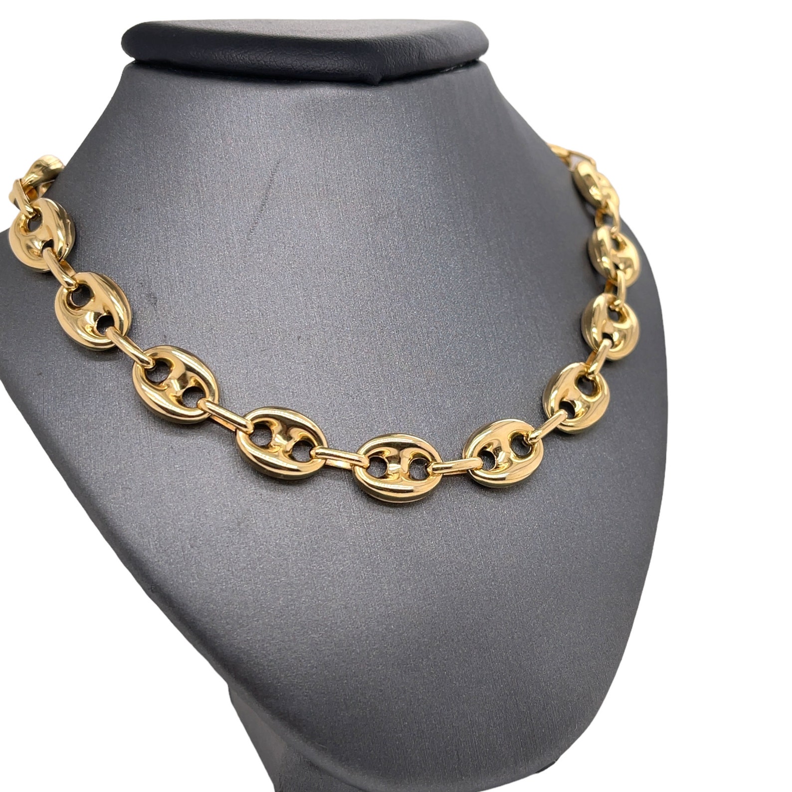 14K Italian Yellow Gold Puffed Mariner Link Chain A Timeless Treasure for Your Collection