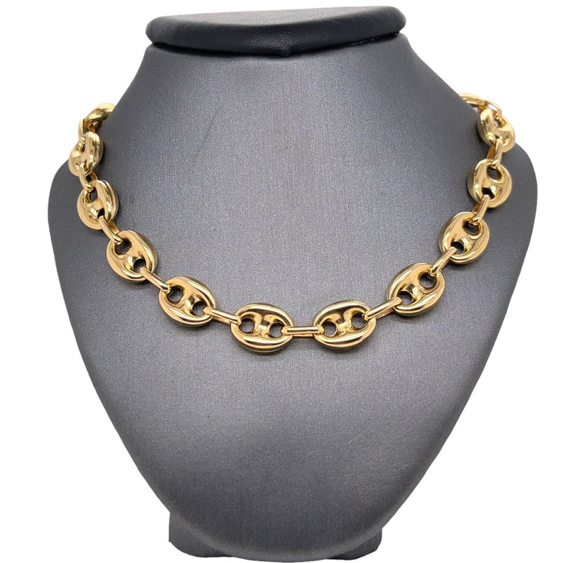 14K Italian Yellow Gold Puffed Mariner Link Chain A Timeless Treasure for Your Collection