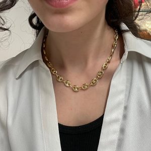 14K Italian Yellow Gold Puffed Mariner Link Chain A Timeless Treasure for Your Collection