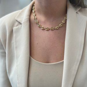 14K Italian Yellow Gold Puffed Mariner Link Chain A Timeless Treasure for Your Collection