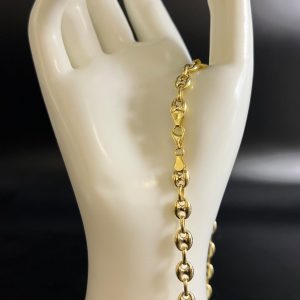 14K Real Gold Puffed Mariner Bracelet Elevate Your Style with Timeless Elegance