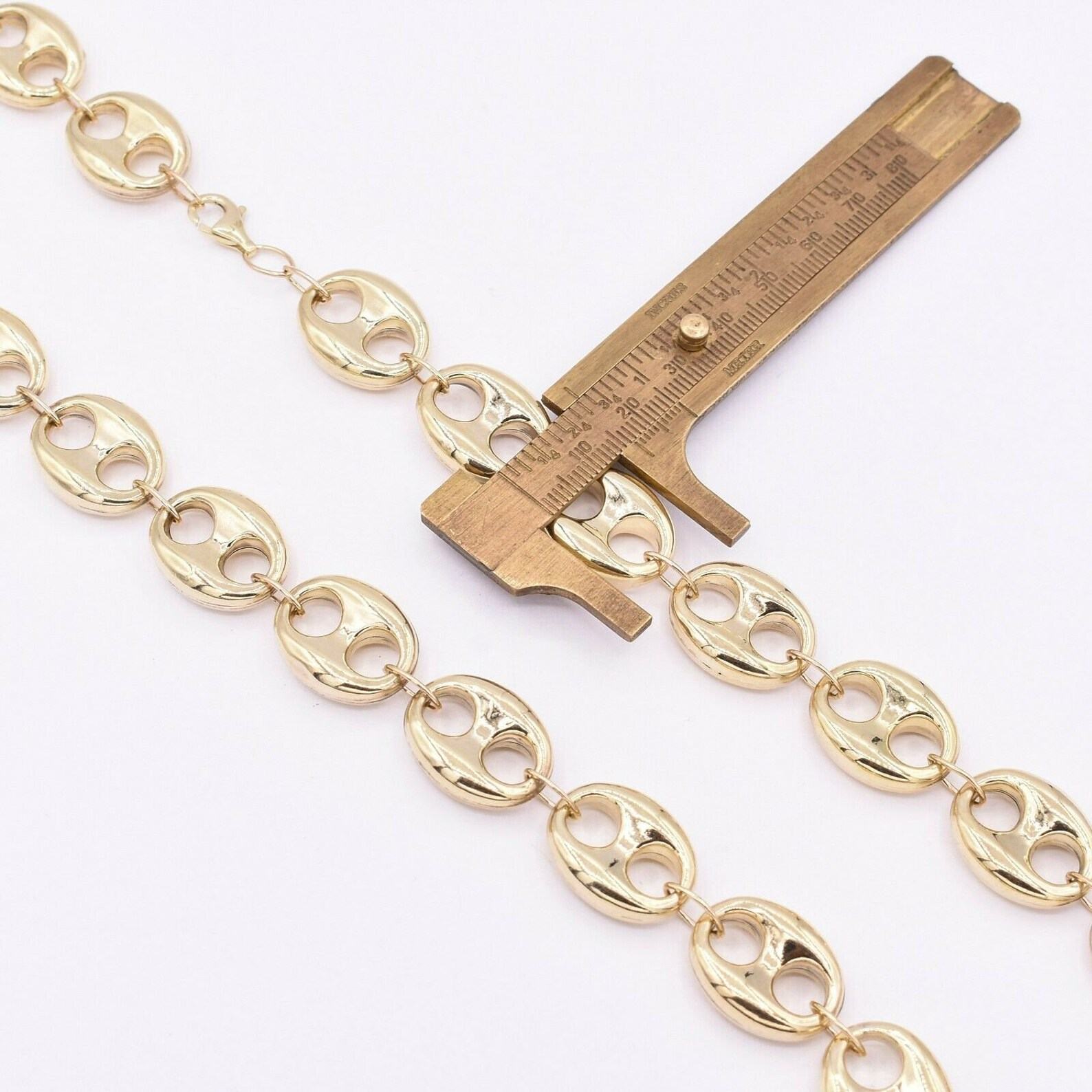 16mm Puffed Mariner Anchor Link Chain Necklace 26″ of Real 10K Yellow Gold
