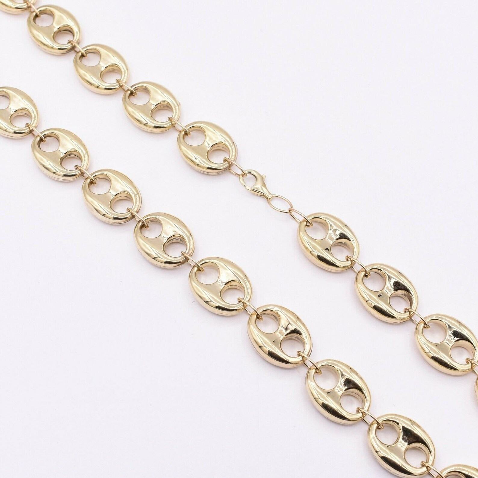 16mm Puffed Mariner Anchor Link Chain Necklace 26″ of Real 10K Yellow Gold