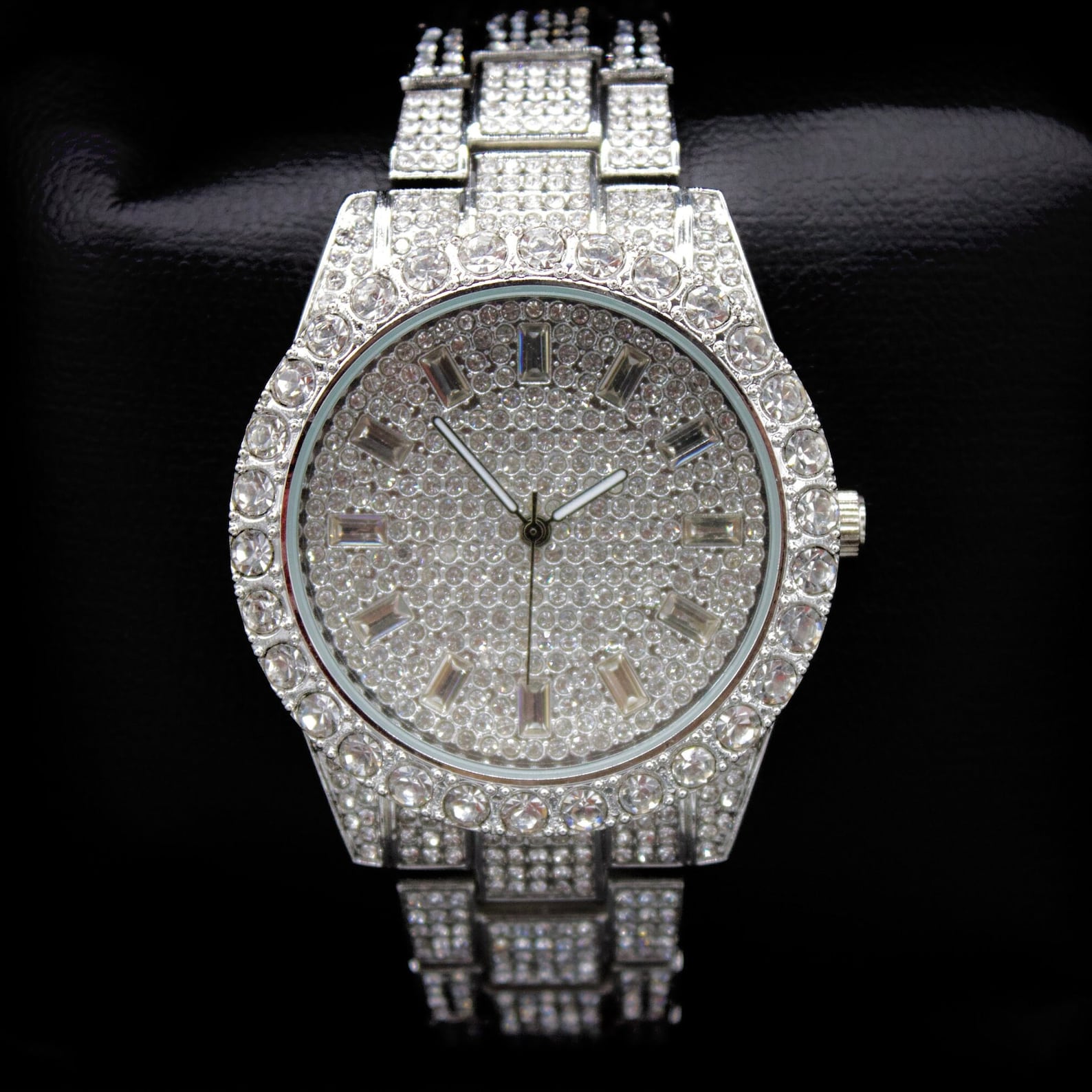 18k Gold/White Gold Iced Out Luxury Hip Hop Watch for Men with CZ Diamond Baguettes
