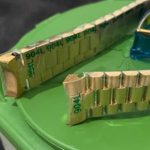 20mm President Crown Yellow Gold Plated Stainless Steel Watch Strap Bracelet Band for Perpetual Day Date Date Daytona