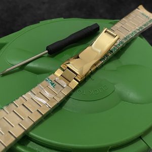 20mm President Crown Yellow Gold Plated Stainless Steel Watch Strap Bracelet Band for Perpetual Day Date Date Daytona