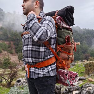 45L Handmade Leather and Waxed Canvas Bushcraft Backpack Your Rugged Companion for Wilderness Adventures