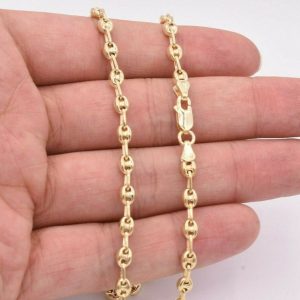 4.5mm Puffed Anchor Mariner Chain Necklace 14K Yellow Gold Clad Silver – A Timeless Treasure