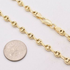 4.5mm Puffed Anchor Mariner Chain Necklace 14K Yellow Gold Clad Silver – A Timeless Treasure