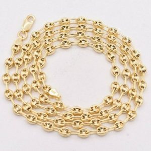 4.5mm Puffed Anchor Mariner Chain Necklace 14K Yellow Gold Clad Silver – A Timeless Treasure