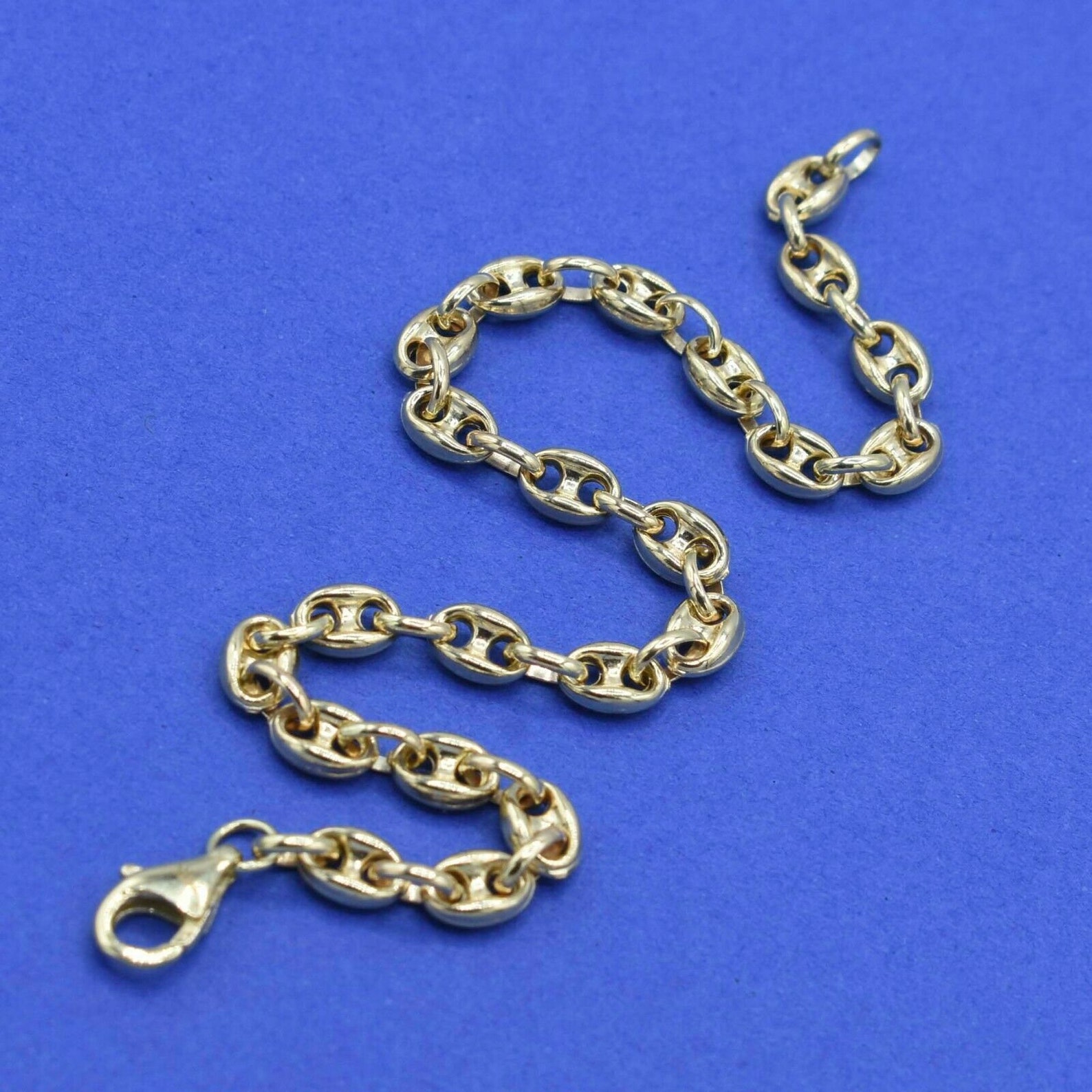 5mm Puffed Mariner Anchor Link Chain Bracelet Authentic 10K Yellow Gold for All Wrist Sizes
