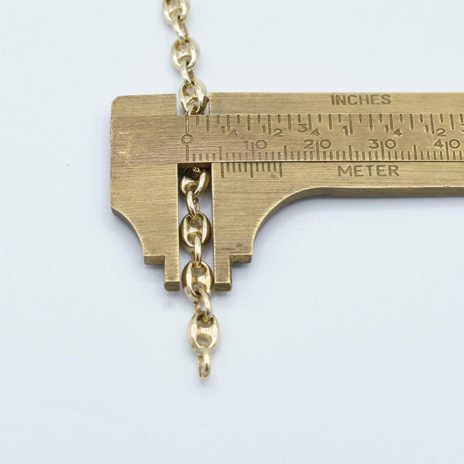 5mm Puffed Mariner Anchor Link Chain Necklace Authentic 14K Yellow Gold, Customizable Length