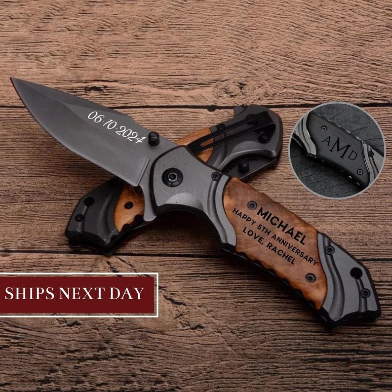 5th Anniversary Keepsake Personalized Engraved Knife for Him