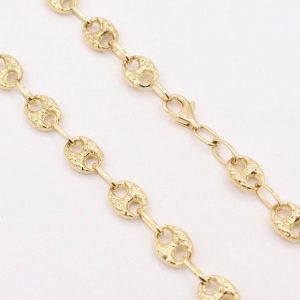 7.5mm Puffed Mariner Nugget Textured Chain Necklace in Genuine 10K Yellow Gold A Statement of Elegance and Authenticity