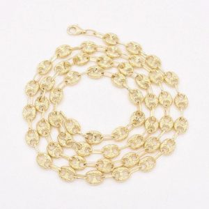 7.5mm Puffed Mariner Nugget Textured Chain Necklace in Genuine 10K Yellow Gold A Statement of Elegance and Authenticity