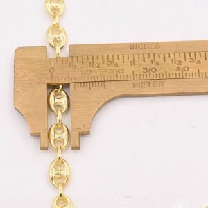 7mm Puffed Mariner Link Chain Necklace Authentic 14K Yellow Gold for Men and Women