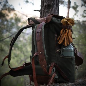 80L-30L Waxed Canvas Backpack Handmade Leather, Adventure-Ready for Camping, Hunting, Bushcraft, Travel