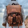 80L-30L Waxed Canvas Backpack Handmade Leather, Adventure-Ready for Camping, Hunting, Bushcraft, Travel