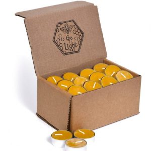 95% Pure Beeswax Tea Light Candles Natural, Handmade, Unscented with Honey Scent (4-Hour Burn Time)