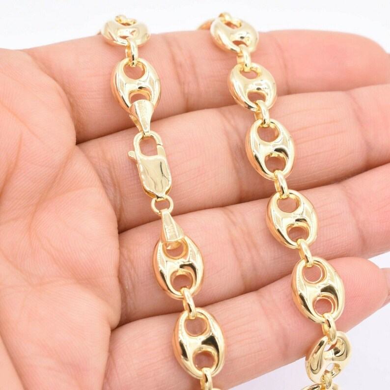9mm Puffed Mariner Chain Necklace in 14K Yellow Gold with Lobster Lock