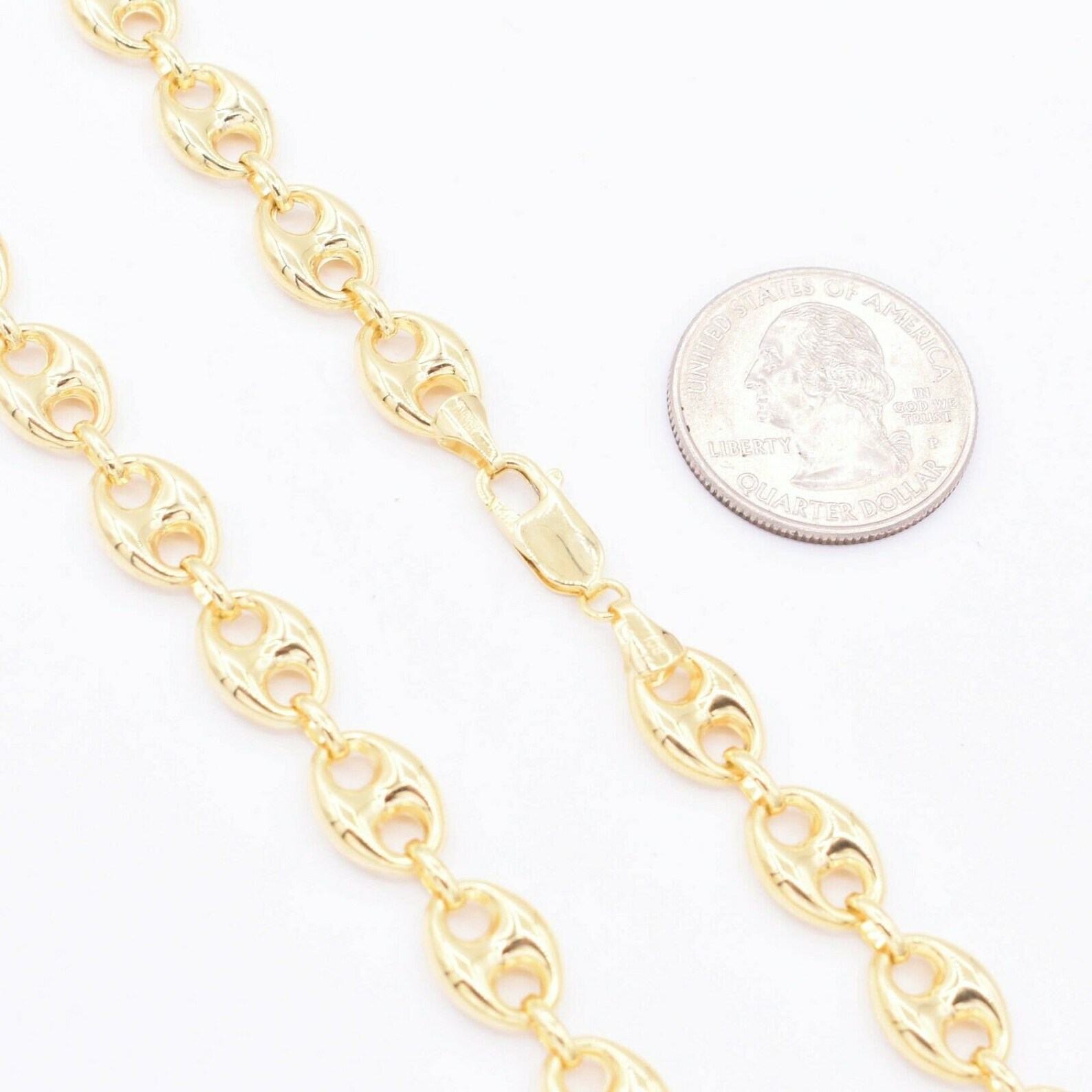 9mm Puffed Mariner Chain Necklace in 14K Yellow Gold with Lobster Lock
