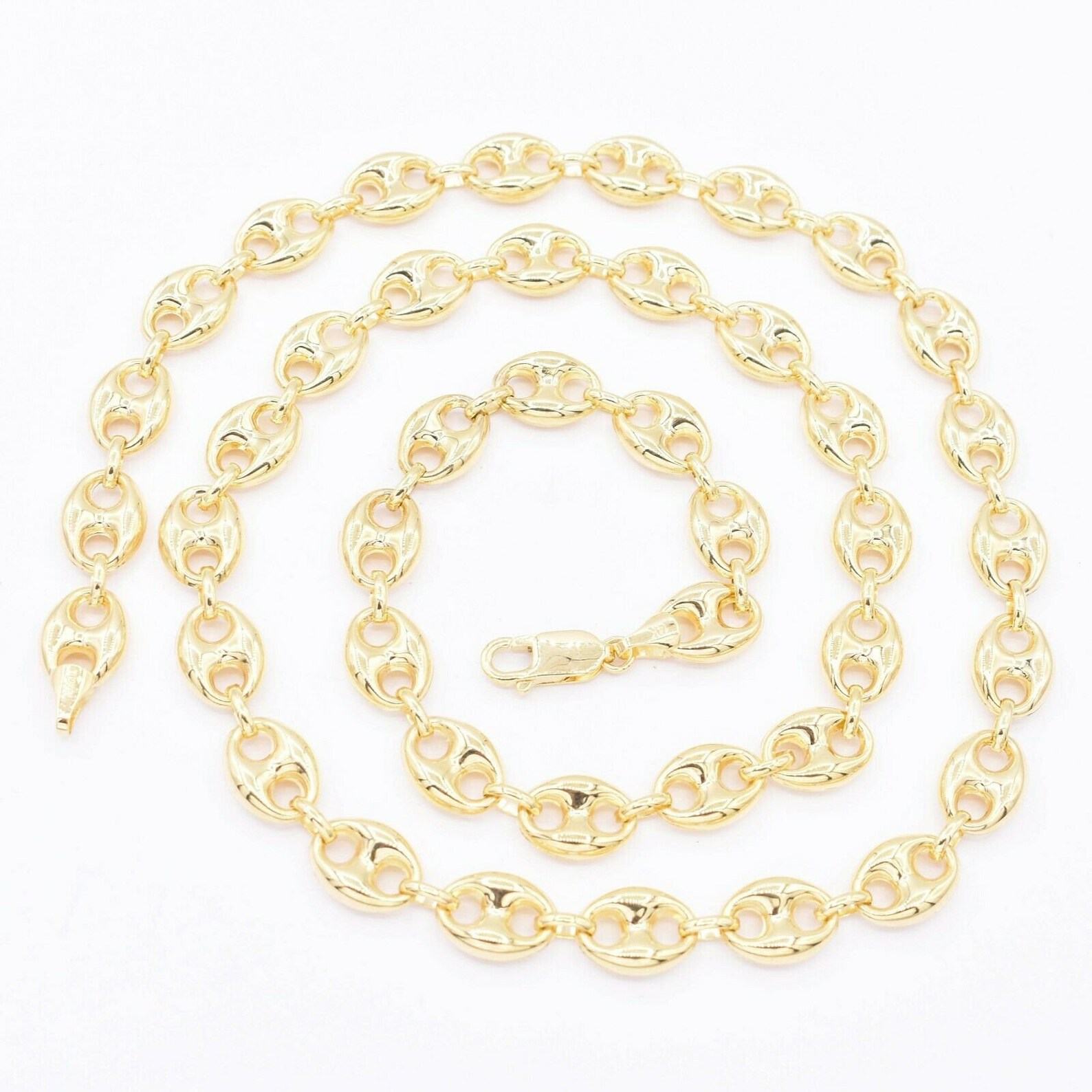 9mm Puffed Mariner Chain Necklace in 14K Yellow Gold with Lobster Lock