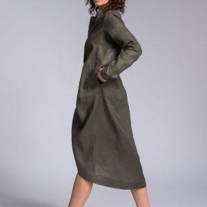 A90488 Draped Front Linen Shirt for Effortless Elegance