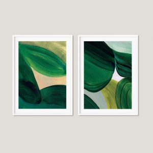 Abstract Emerald Green Art Prints Minimalist Forest Green Wall Decor for Contemporary Spaces