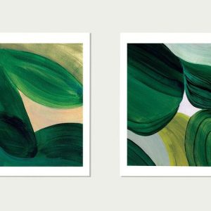 Abstract Emerald Green Art Prints Minimalist Forest Green Wall Decor for Contemporary Spaces