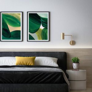 Abstract Emerald Green Art Prints Minimalist Forest Green Wall Decor for Contemporary Spaces