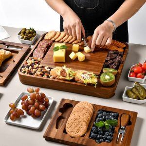 Acacia Multisectional Cheese Board and Knife Set The Ultimate Culinary Canvas for Your Next Gathering