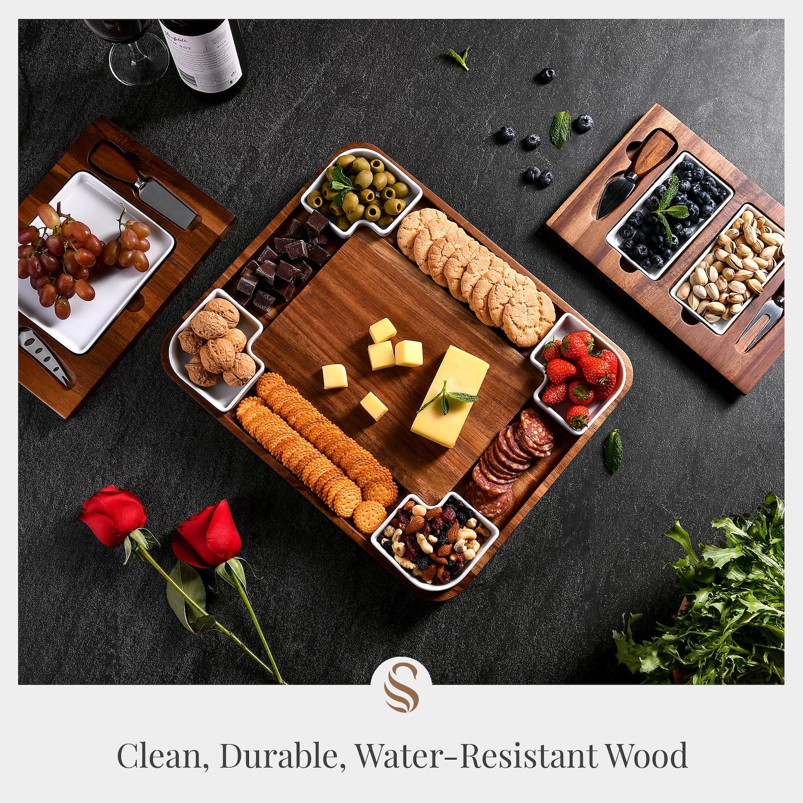 Acacia Multisectional Cheese Board and Knife Set The Ultimate Culinary Canvas for Your Next Gathering