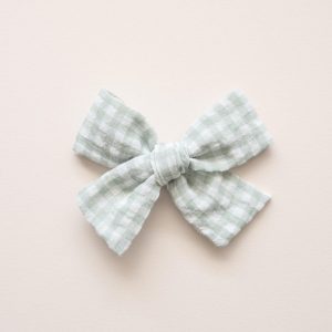 Adorable Green Plaid Gingham Cotton Baby Hair Bow Perfect for Little Princesses